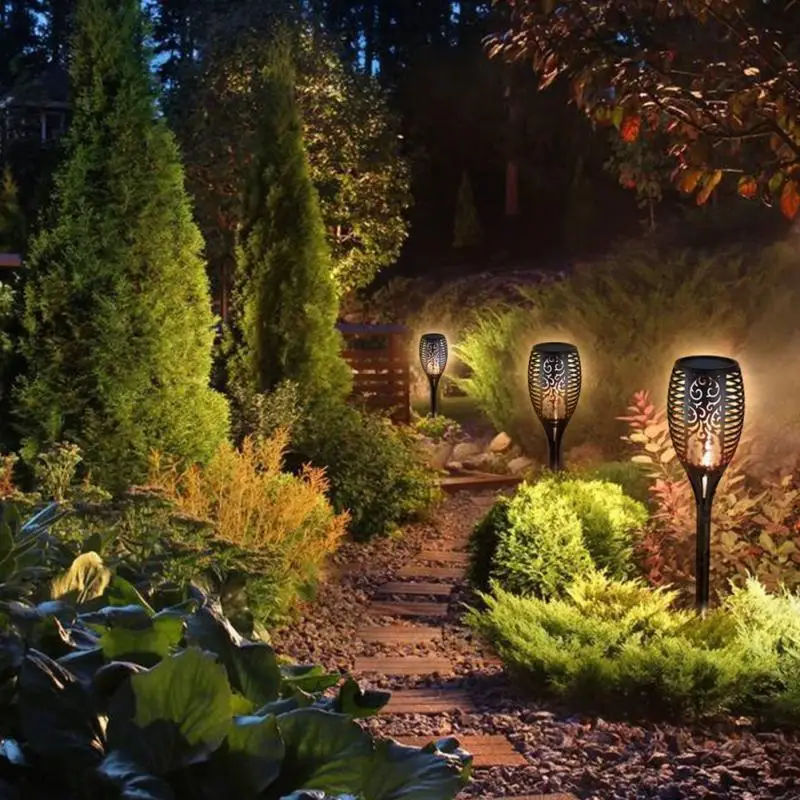 96 светодиодов «сделай сам» штекер-в-контактный светильник водонепроницаемый газон мерцающее пламя лампа Солнечный фонарь садовый светильник Прямая поставка