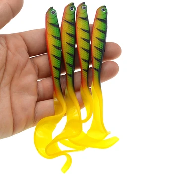 4Pcs/Lot 3D Eyes Fishing Lures With Tail Soft Fishing Lure Baits artificial bait jig wobbler 50pcs lot 2cm lures soft bait 9 colors fishing lure soft fishing baits silicone bait worms fishing lure with hot lc004