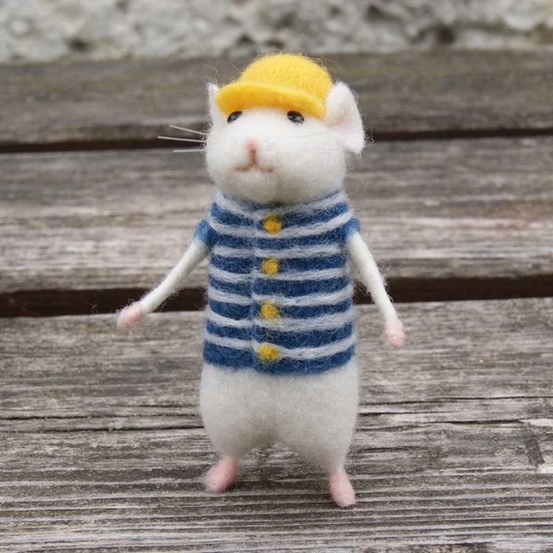 Non Finished Felt Kit Women Lovely Mice Mouse Handmade Animal Toy Doll Wool Needle Felt Poked