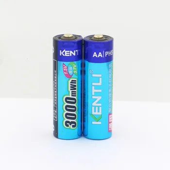 

2pcs AA 1.5V 3000mWh lithium li-ion rechargeable batteries battery