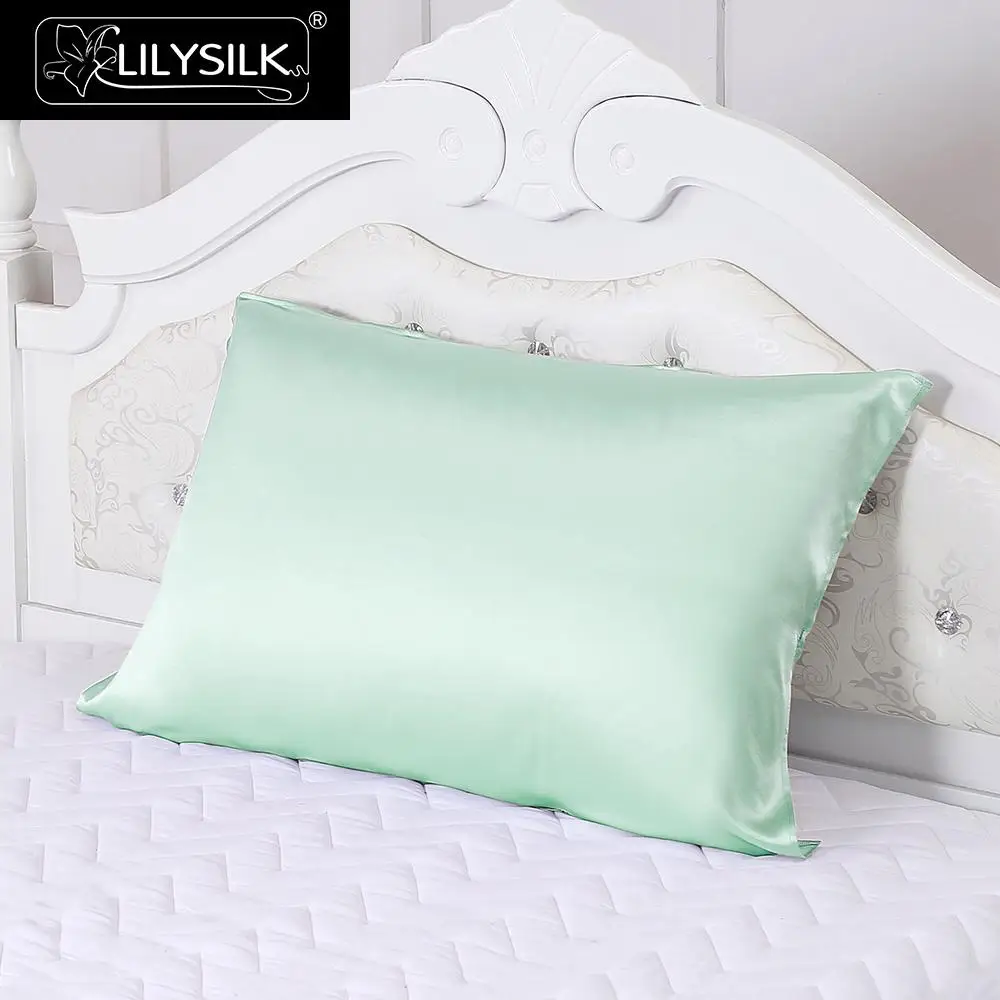 Lilysilk шелковая наволочка на подушку для волос чехол для подушки 19MM одна сторона - Цвет: Pale Turquoise
