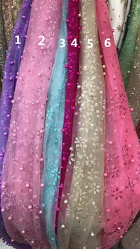 

African beaded Laces Fabric S-101928 for Wedding Glued glitter French Nigerian Laces Fabric