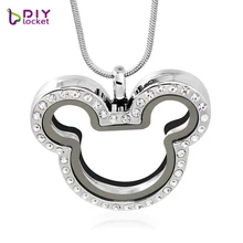 Diylocket Микки Стразы Магнитный стеклянный Плавающий Шарм медальон ожерелье кулон(цепи в комплекте бесплатно) LSFL013