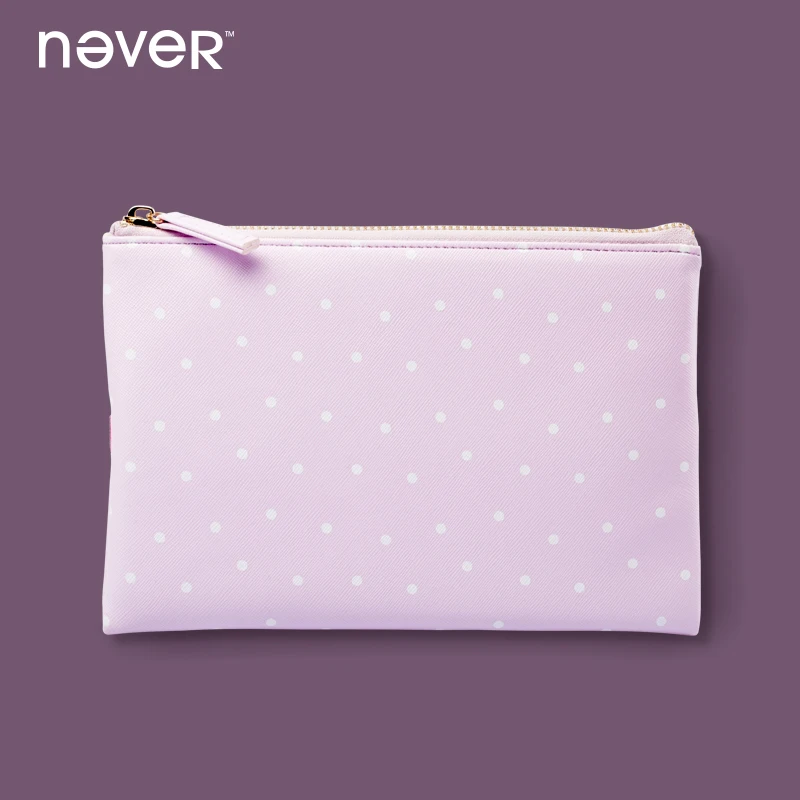 

Never Pink Kawaii Leather Pen Bag For Girls Zipper Pencil Bag With A Elastic Bander Business Stationery Office & School Supplies