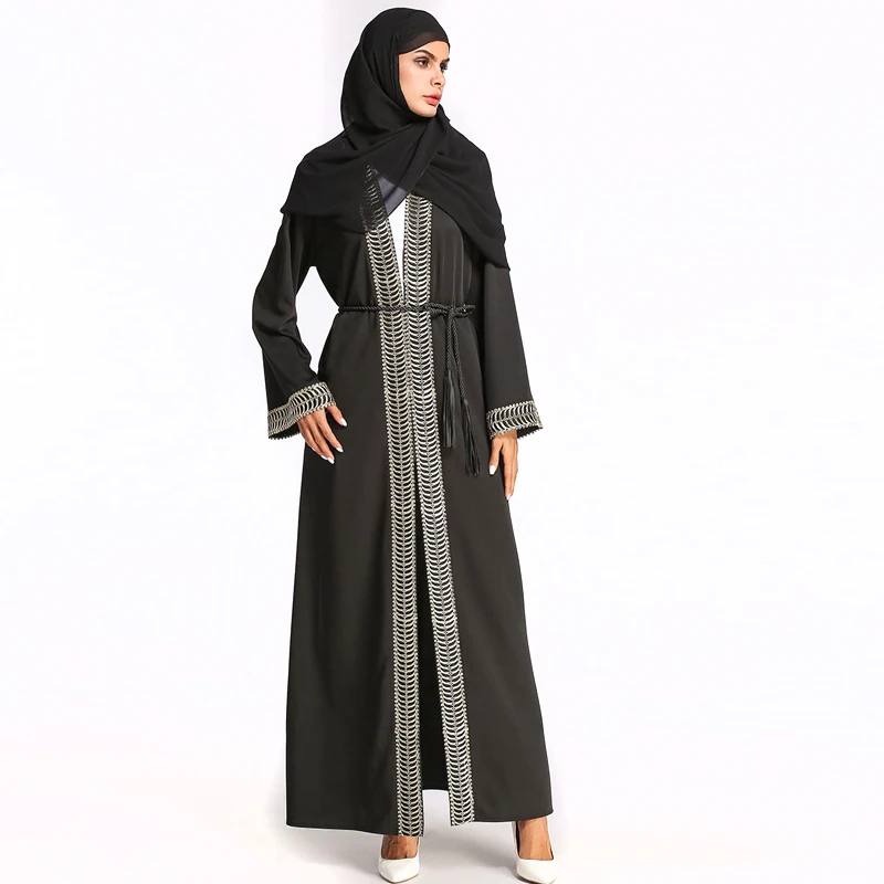 

Middle East Muslim Women Fashion O-Neck Long Sleeve Casual Loose Knitted Cardigan Long Dress Ramadan Eid Robe Robe Abaya Burqa