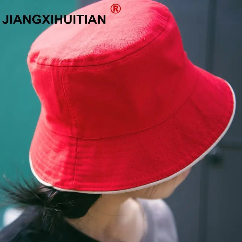 

2018 autumn New Sale 5 Solid Colors Bucket Hats for Women Men Panama Bucket Cap Women Hat free shipping