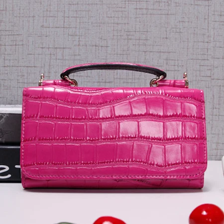 Fashion Women Leather Evening Clutch Bags Stone Pattern Handbag Women Shoulder Bags Bolsas Wristlet Party Wallets Spot Goods - Цвет: Rose  red