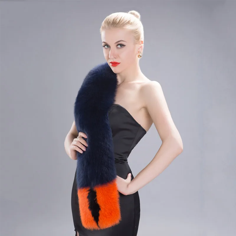 

Fashion women's fur shawls winter real fox fur scarf thick warm hair shawl 2018 new high-end women's party fur scarf HW-03