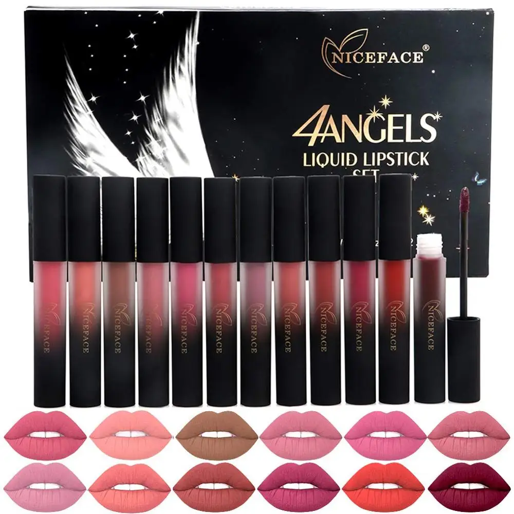 NICEFACE Lip lipstick liquid Matte 12 Colors Makeup Set Nude Waterproof Long Lasting Lip Gloss Non-Stick Cup Liquid Lipstick Set NICEFACE Lip lipstick liquid Matte 12 Colors Makeup Set Nude Waterproof Long Lasting Lip Gloss Non-Stick Cup Liquid Lipstick Set