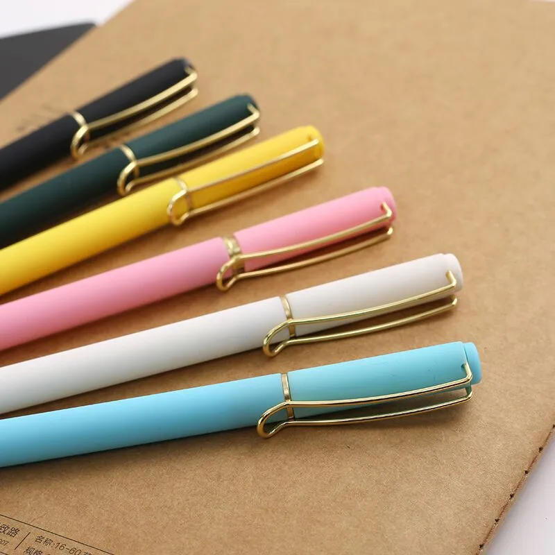 

Kawaii Colored Gel Pen 0.5mm Korean Creative Pin Cap Pen the Office & School Stationery Material Escolar Papelaria Free Shipping