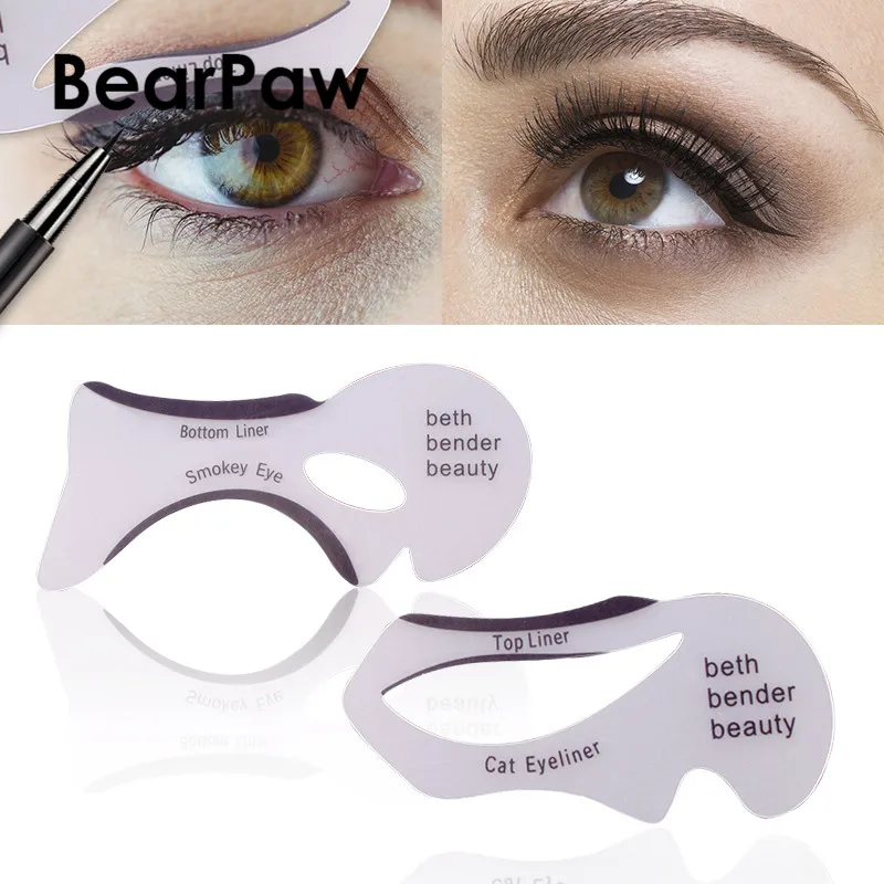 

BearPaw 2PCS/Set Eyeliner Stencil Kit Model for Eyebrows Guide Template Shaping Maquiagem Eye Shadow Frames Card Makeup Tools