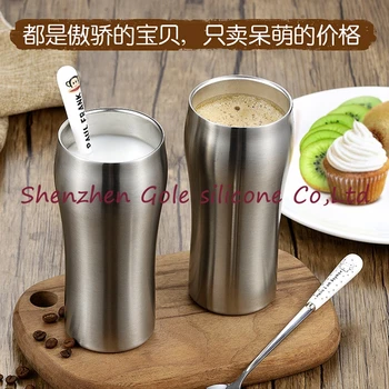 

100pcs High Quality Double Wall 400ml Stainless Steel Beer Mug Coffee Cup Keep Drink Hot and Cold Mug Cooler Cup Novetly Gifts