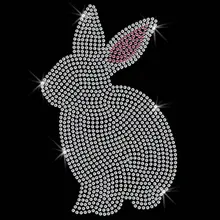 FS(2pc/lot) Cute Bunny Motif Rhinestone Transfer Rhinestone Transfer hot fix rhinestone applique iron on applique patches