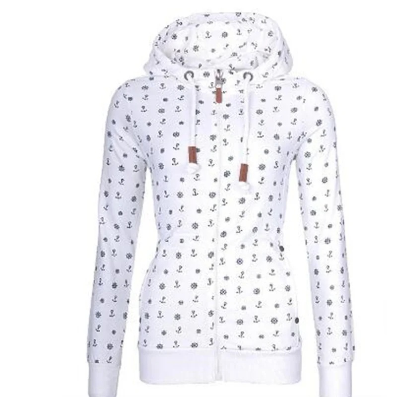 

kawaii Hot style autumn/winter European and American new loose long sleeve hooded zipper print and hoodies women sweatshirt