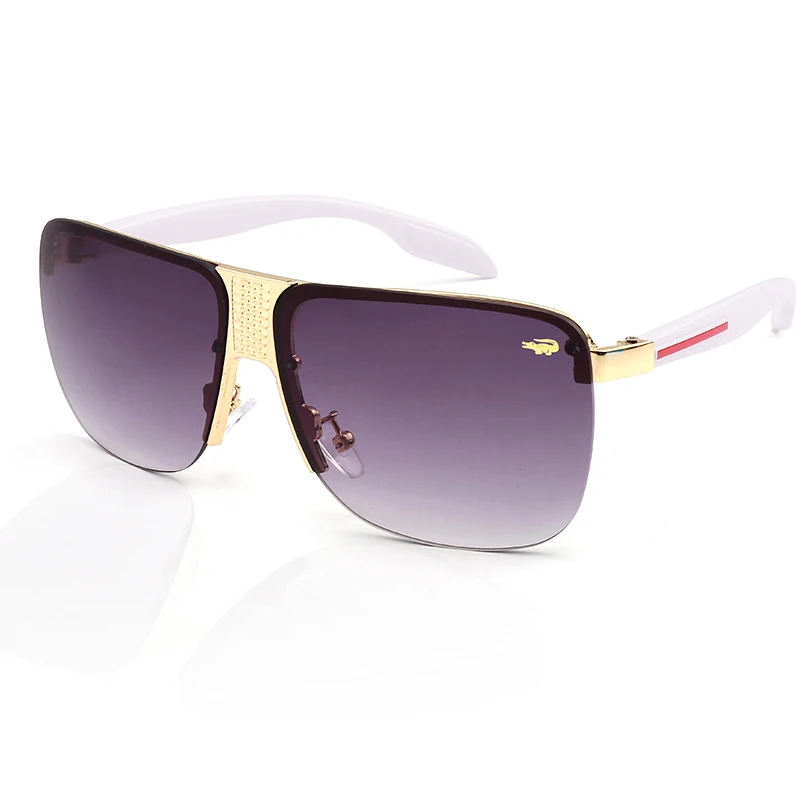 Металлические квадратные стимпанк Солнцезащитные очки для мужчин и женщин, модные очки, фирменный дизайн, ретро оправа, Винтажные Солнцезащитные очки, высокое качество, UV400 - Цвет линз: gold white grey
