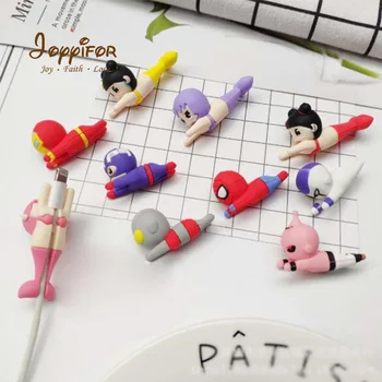 

FGHGH Cute Cartoon Super Heroes Cable Protector Data Line Cord Protective Case Cable Winder Cover For iPhone USB Charging Cable