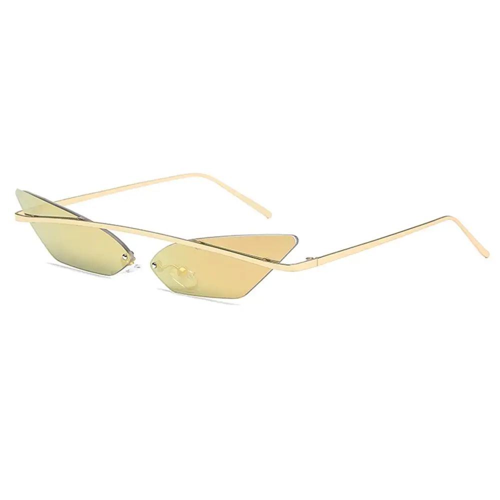 Модные брендовые женские солнцезащитные очки кошачий глаз, маленькие солнцезащитные очки, Ретро стиль, металлическая оправа, зеркальные Женские Треугольные очки - Цвет линз: 2