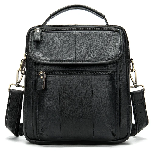Мужская сумка через плечо WESTAL из натуральной кожи, винтажные сумки через плечо с клапаном на молнии для мужчин, дизайнерские деловые сумки-мессенджеры для Ipad - Цвет: 8870A4Black