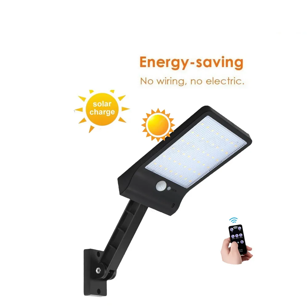 

remote control rotate bracket solar street light 48 LED Solar Light Three Modes Black White Waterproof Outdoor Garden Wall Fence