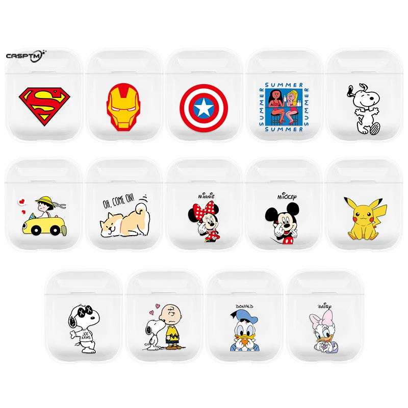 

Wireless Bluetooth Earphone Case For Apple Airpods Cartoon Transparent Hard PC Case For Apple Air pods Charging Headphone Box