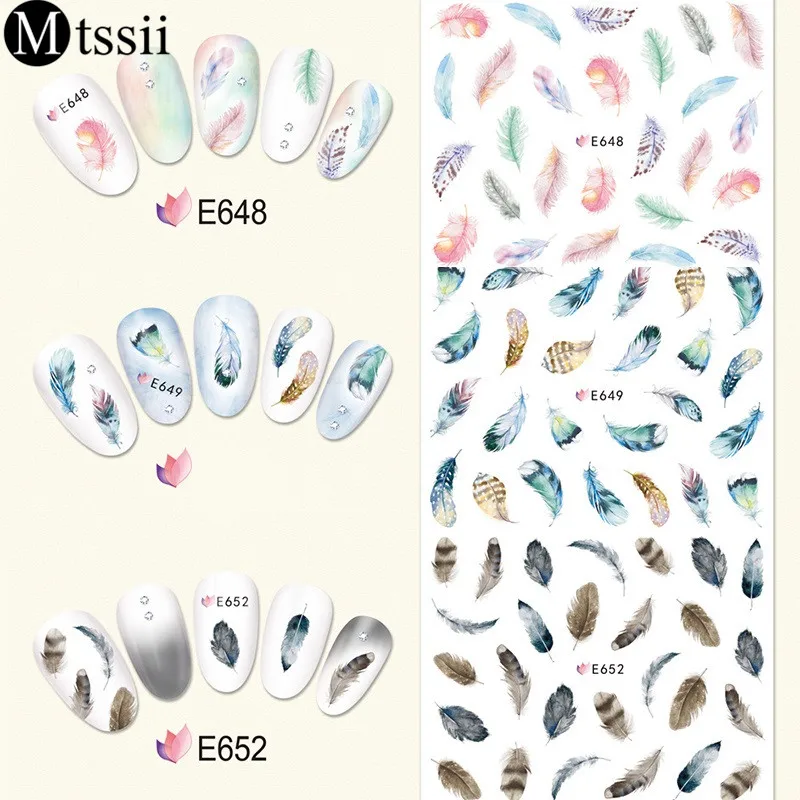 

Mtssii 3D 1 Sheet Dream Catcher Feather Water Decal Manicure Nail Sticker Flowers Cactus Birds Adhesive DIY Nail Art Decoration
