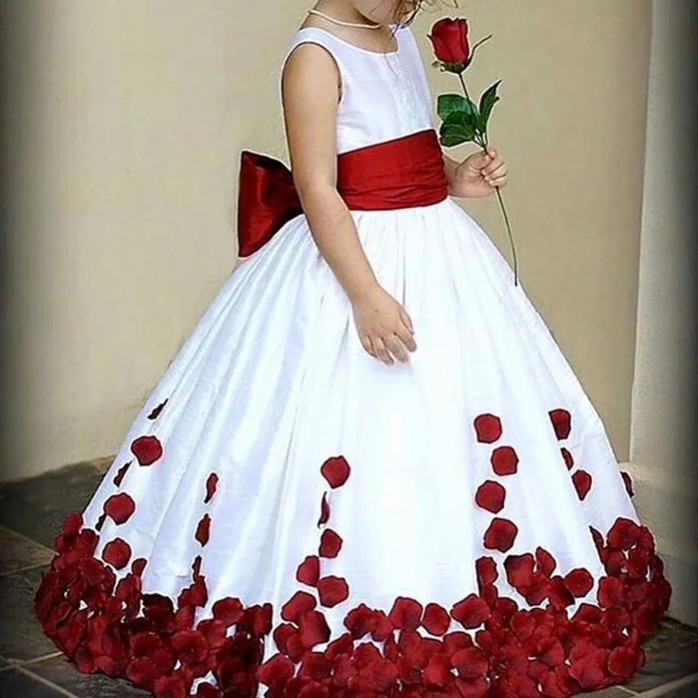 Vintage Butterfly Bow Flower Girl Dress For Kid Wedding Bridesmaid Graduation
