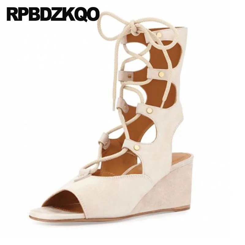 Zapatillas Talla Sandalias De Rodilla Gladiador Cuña Grande Romano reEQxoWCBd