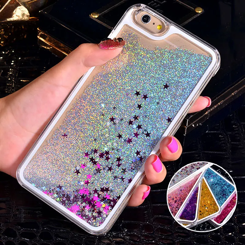For iPhone 6S Case Glitter Cute Liquid Sand Star Quicksand