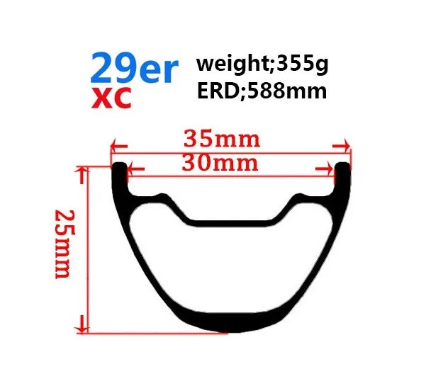 Высокое качество 29er MTB карбоновый обод колеса 24H 28H 32H 36H для XC AM DH Enduro горный велосипед 29 колеса 3k 6k 12k Ud матовый глянцевый - Цвет: 35 X 25