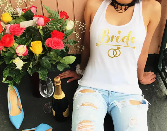 Персонализированные золотые свадебные Bride Squad bridesmaind футболки девичник Танки Топы подарки свадебные жилеты партия выступает