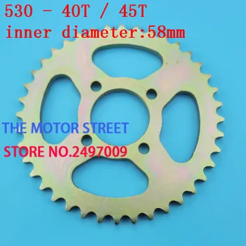 

free shopping 530-40t/45t 58mm rear chain sprocket gear wheel plate fit ATV Quad Pit Dirt Bike Motorcycle Motor Moped