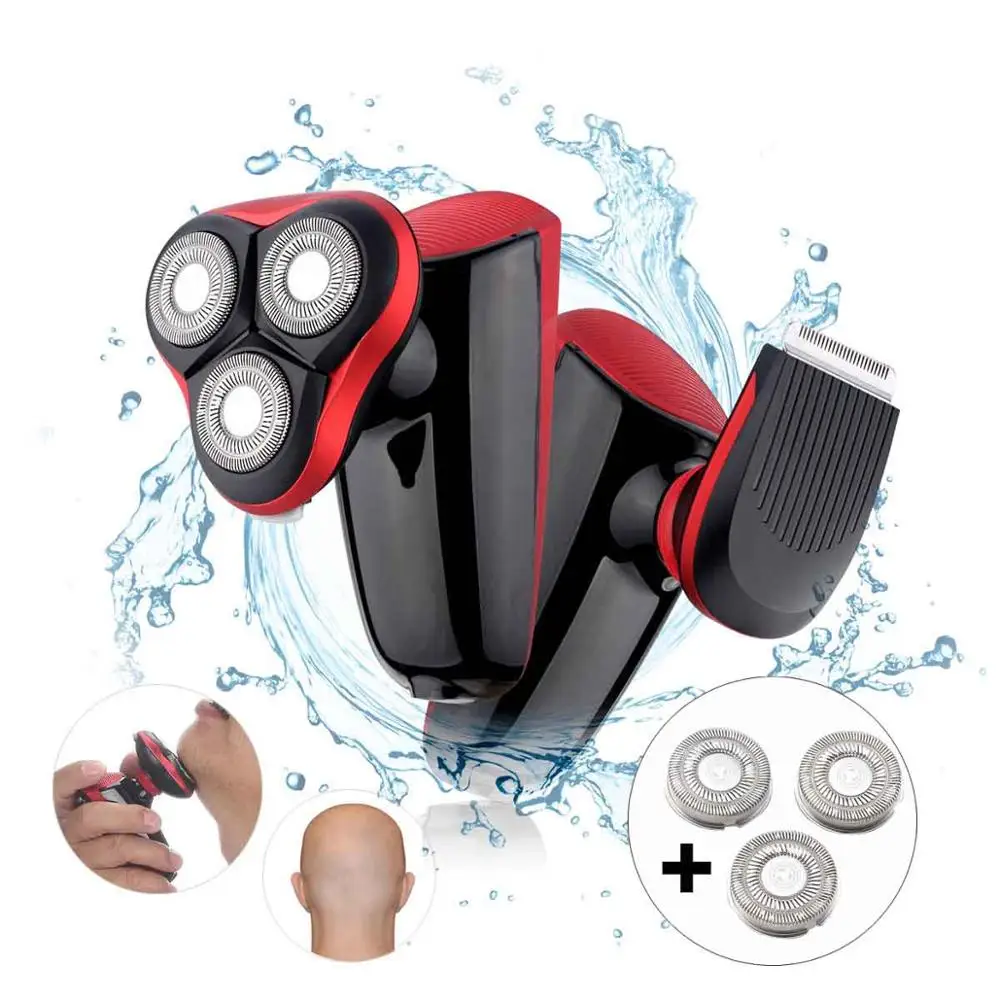 shaver with 3 heads Wmark электробритва лысая головка полировальная машинка для стрижки волос женская машинка для удаления волос перезаряжаемая бритва с USB 3 лезвия бритвы моющиеся - Цвет: shaver with 3 heads