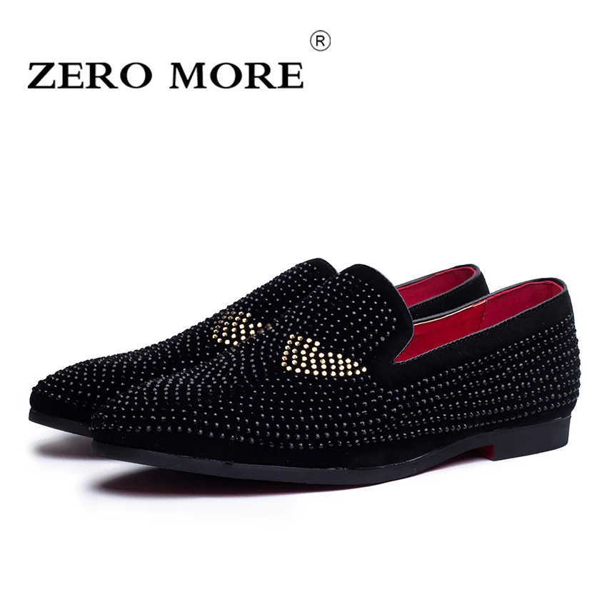 

ZERO MORE New Season Fashion Men's Loafers Microfiber Pointed Toe Men Shoes High Quality Paste Drill Men Flat Shoes Eye #ZM102