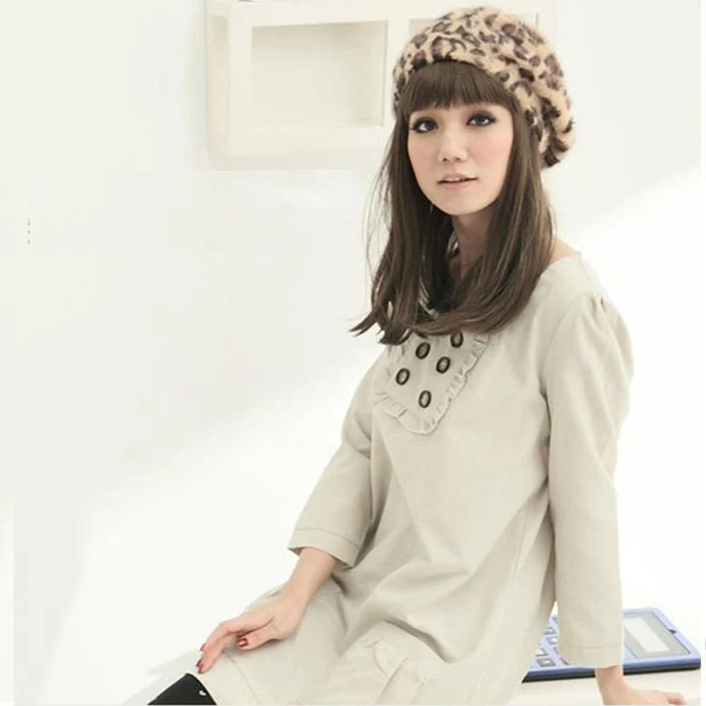 Women Vintage Leopard Print Wool Soft Winter Warm Beret Classic Beanie Hat NEW HATBD0501