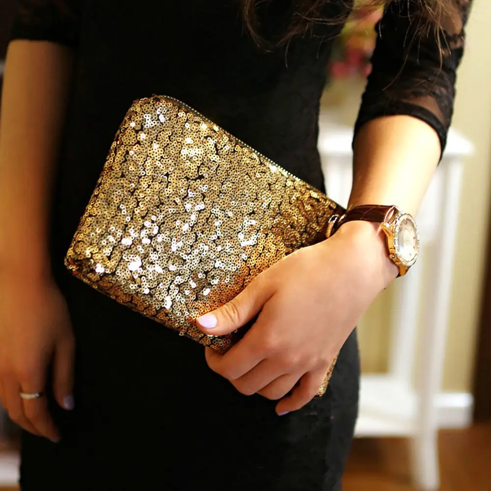 NEW Womens Fashion Sparkling Sequins Clutch Evening Party Bag Handbag