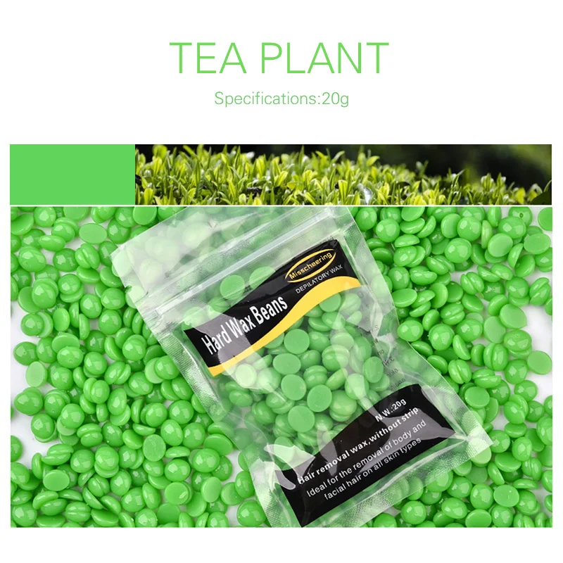 ELECOOL 20g Green Apple Flavour Hair Removal Painless Wax Beans No Strips Bikini Body Hair Removal for All kinds of Skin