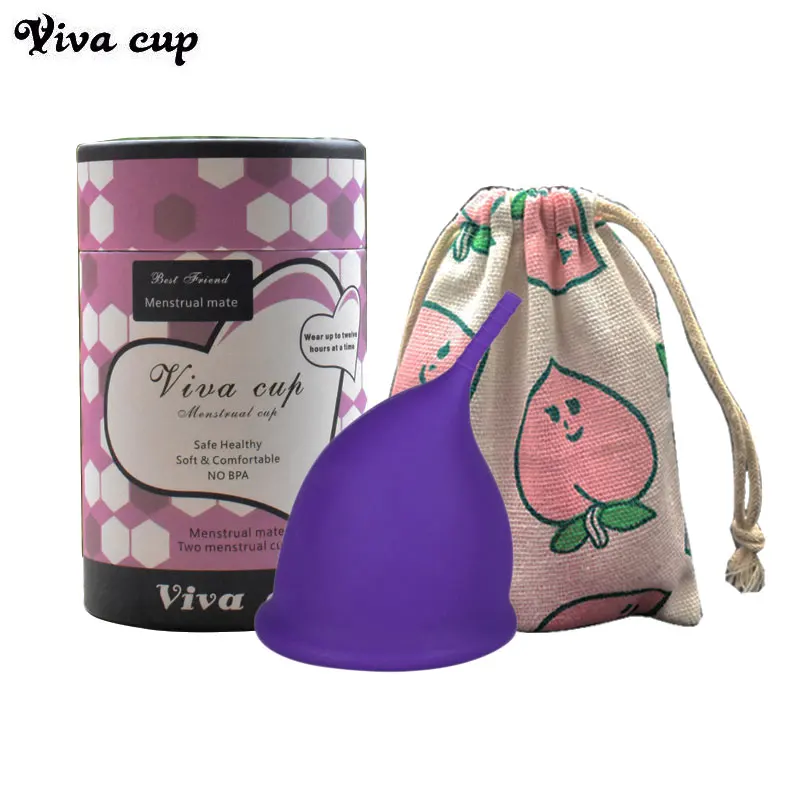 1 набор, менструальная чашка, менструальная чашка, силиконовая чашка, менструальная чашка, менструальная чашка, viva cup - Цвет: purple