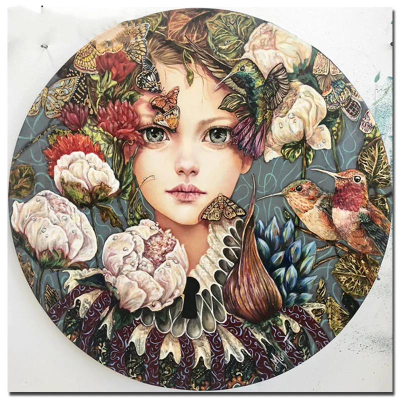 

Full Handcraft Embroidery Rhinestones Cross Stitch Diy Diamond Painting Buttfly Girl and Flower Home Decro