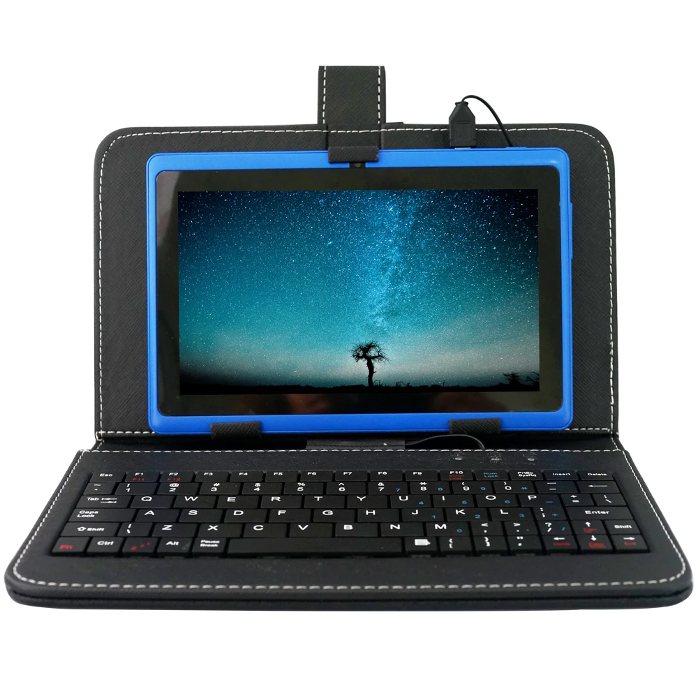 

YUNTAB 7" blue color Q88 Android 4.4 Tablet PC Allwinner A33 1.5GHz Quad Core with dual camera(add black keyboard)