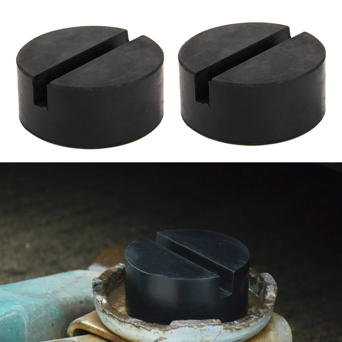 

DWCX 2x Car Universal Pinch Weld Side Jack Disk Rubber Pad Trolley Slotted Frame Floor Adapter For VW Audi BMW Mazda Hyundai KIA