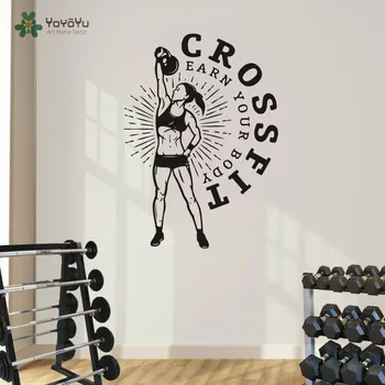 

Crossfit Wall Vinyl Decal Fitness Gym Women Sport Wall Sticker Home Decor Living Room Wall Murals Art Finess Club Decal NY-152
