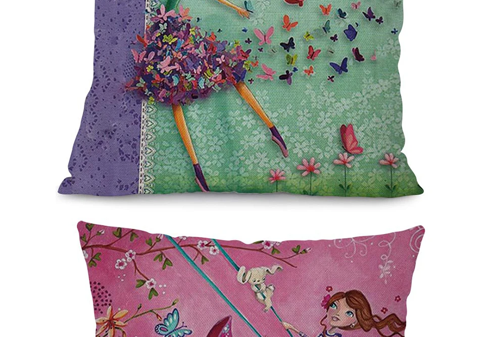 Miracille квадратный 1" цветы девушки печатных мультфильм диванные подушки бабочка гостиной декоративные подушки без наполнения