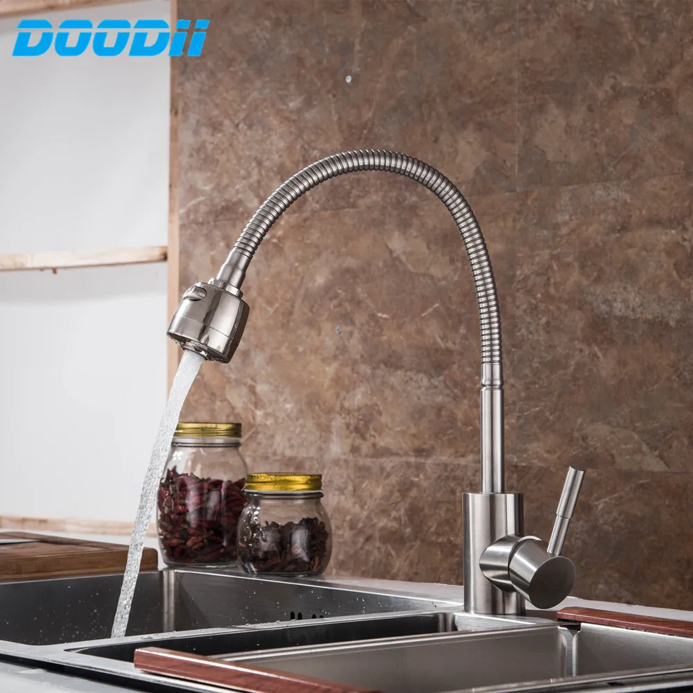 Doodii 304 Stainless Steel No Lead Kitchen Sink Faucet Sink Tap 360 Swivel Mixer Kitchen Bathroom Faucet