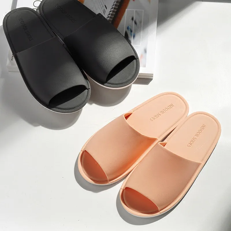 KESMALL Summer Pure Color Soft Slippers PVC Slippers Lovers Bathroom Anti Skid Slippers Men And 