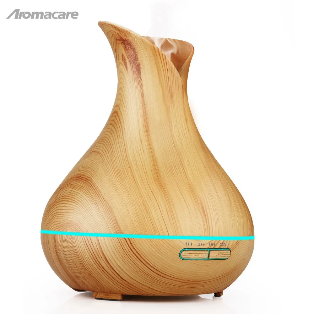 

Aromacare 400ml Humidifier Vase Shape Wood Grian Humidificador Aromatherapy Aroma Diffuser Essential Oil with Timer Setting