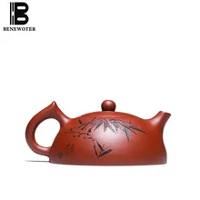 210cc Исин фиолетовый глина Чай горшок Китайский кунг-фу Чай комплект сырой руды Zisha горшок слово листья узор Посуда для напитков Чёрный чай чайник подарки