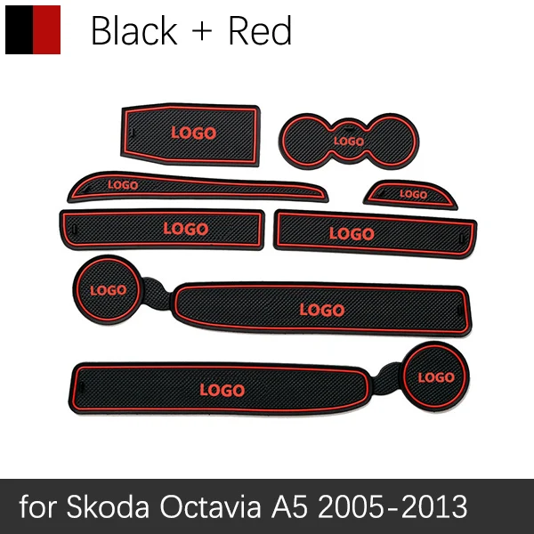 Противоскользящий резиновый подстаканник для Skoda Octavia a5 a7 2 3 Superb B6 B8 2 3 Fabia 2 2012 аксессуары наклейки - Название цвета: Red Octavia 05-13