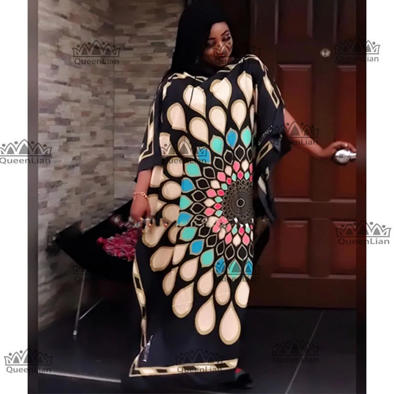 

Dress Ength :128cm,Bust:176cm fashion100% Chiffon Elegant Oversize African Traditional Print Dresses For Lady (DBF03)