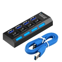 Usb hub 4 port 5Gbps Multiple usb 3.0 hub with independent switch 3.0 splitter with power adapter 3.0 usb hub for PC laptop