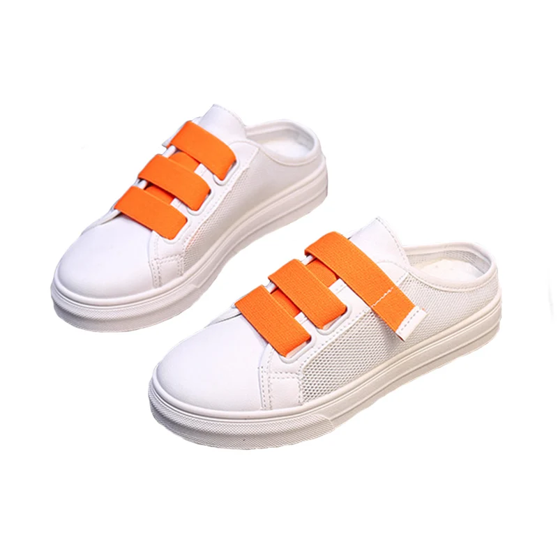 

Large Size Half Slippers Women 2019 Summer New Mesh Breathable Round Head Flat Low To Help Casual shoes Women's Slippers Sandals